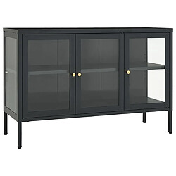 Maison Chic Buffet,Meuble de Rangement,commode pour salon,Cuisine Anthracite 105x35x70 cm Acier et verre -MN84266