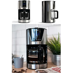 Livoo Cafetière programmable Machine à café INOX GRISE 900W 12-tasses-minuteur LCD de 24-heures-acier inoxydable haute qualité 