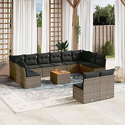 Maison Chic Salon de jardin avec coussins 13 pcs, Ensemble Tables et chaises de jardin, gris résine tressée -GKD444770