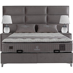 Vivenla Ensemble de lit coffre 160x200 en velours gris avec un matelas à ressorts ensachés 7 zones de confort de la collection MOSCOW