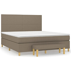 vidaXL Sommier à lattes de lit avec matelas Taupe 160x200 cm Tissu