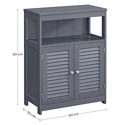 Avis Helloshop26 Meuble salle de bain rangement cuisine sur pieds avec 2 portes persiennes gris 12_0002744