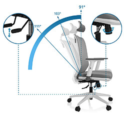 Chaise de bureau PROFONDO PRO W Tissu maille / Tissu gris hjh OFFICE