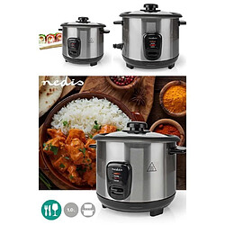 NEDIS Cuiseur à Riz INOX 1L 400 W Revêtement antiadhésif Bol amovible Arrêt automatique en inox