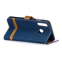 Acheter Etui en PU tissu jeans de couleur assortie bleu foncé pour votre Huawei P30 Lite