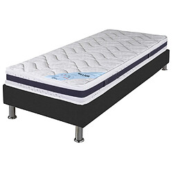 Ebac Matelas + sommier tapissier 80x190 Mousse - Melior - Soutien ferme - Gris