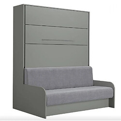 Inside 75 Armoire lit escamotable SOFA AUTOMATICA 160 cm gris canapé gris MECANIQUE SEDAC MERAL 