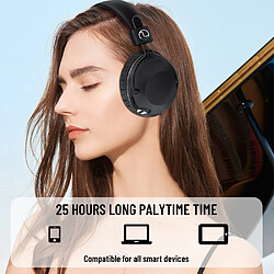 General Casque Bluetooth sur l'oreille, casque stéréo pliable léger sans fil et filaire avec micro, contrôle du volume, casque Bluetooth 5.3 pour voyage/tablette/PC(noir) pas cher