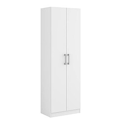 Pegane Armoire, placard de rangement avec 2 portes coloris blanc - longueur 56 x profondeur 34 x hauteur 169 cm 