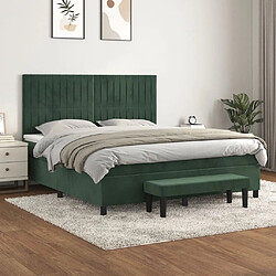 vidaXL Sommier à lattes de lit et matelas Vert foncé 180x200cm Velours 