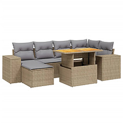 vidaXL Salon de jardin avec coussins 7 pcs beige résine tressée