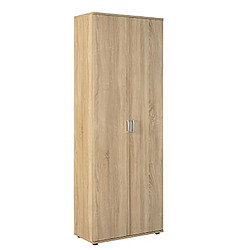 Pegane Armoire de rangement coloris imitation chêne sonoma - Longueur 70 x Profondeur 34 x Hauteur 189 cm