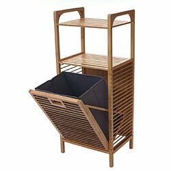 Decoshop26 Étagère de salle de bain rangement avec panier à linge en bambou 95x40x30cm 28L 04_0005669