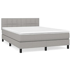 vidaXL Sommier à lattes de lit avec matelas Gris clair 140x200cm Tissu