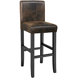 Tectake Lot de 2 chaises de bar - marron foncé