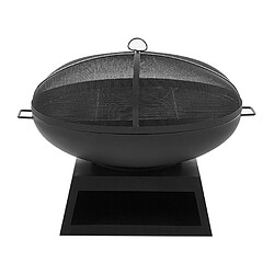 Beliani Braséro de jardin en acier noir avec grille barbecue SEMERU