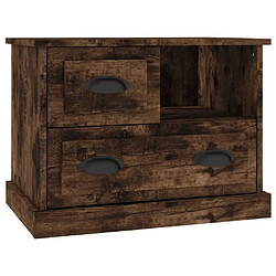 Maison Chic Table de chevet Table de Nuit Meuble de Rangement chêne fumé 60x39x45 cm