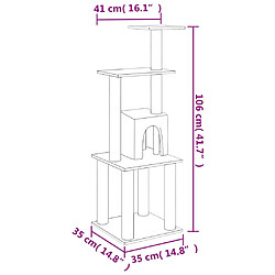 vidaXL Arbre à chat avec griffoirs en sisal Gris foncé 105 cm pas cher