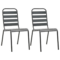 vidaXL Chaises empilables de d'extérieur lot de 2 Acier Gris