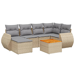 vidaXL Salon de jardin avec coussins 7 pcs beige résine tressée