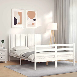 Maison Chic Cadre/structure de lit avec tête de lit pour adulte - Lit Moderne Chambre blanc double bois massif -MN16043