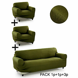 Housse de canapé Sofakover Pocket Trio Romeo 3 Unités - Vert