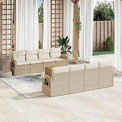 Maison Chic Salon de jardin avec coussins 9 pcs | Ensemble de Table et chaises | Mobilier d'Extérieur beige résine tressée -GKD82205