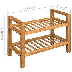 Acheter vidaXL Étagère à chaussures avec 2 étagères 50x27x40 cm Chêne massif