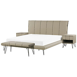 Beliani Ensemble de chambre en cuir PU beige avec lit 180 x 200 cm BETIN