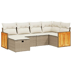 vidaXL Salon de jardin avec coussins 6 pcs beige résine tressée