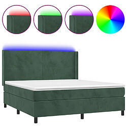 vidaXL Sommier à lattes de lit matelas et LED Vert foncé 180x200 cm