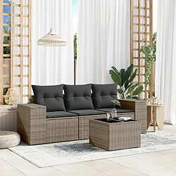 vidaXL Salon de jardin 4 pcs avec coussins gris résine tressée