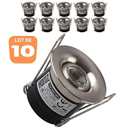 HOROZ ELECTRIC Lot de 10 minis spots LED SILVIA 1W orientable rond mat chrome