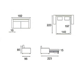 Inside 75 Canapé convertible MARSEILLE matelas 15cm système express sommier lattes 140cm RENATONISI microfibre gris sombre pas cher