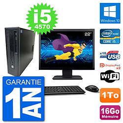 PC HP 800 G1 Ecran 22" Core i5-4570 RAM 16Go Disque 1To Windows 10 Wifi - Occasion