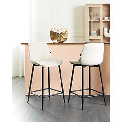 Beliani Tabouret de bar Set de 2 Velours Beige clair DUBROVNIK