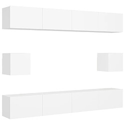 Maison Chic Ensemble de meubles TV 6 pcs | Banc TV Moderne pour salon | Meuble de Rangement - Blanc Aggloméré -MN36884