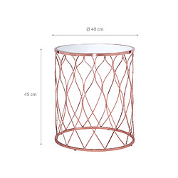 WOMO-DESIGN Table d'appoint verre miroir revêtement métallique cuivre lot de 2 pas cher