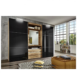 Inside 75 Armoire de rangement coulissante MARITA chêne verre graphite miroir pivotant L 300 H 216 cm 