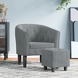 vidaXL Fauteuil avec repose-pied gris foncé velours 