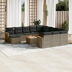 Maison Chic Salon de jardin avec coussins 13 pcs | Ensemble de Table et chaises | Mobilier d'Extérieur gris résine tressée -GKD14780