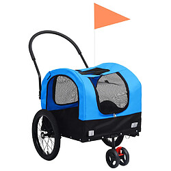 vidaXL Remorque de vélo pour chiens et poussette 2-en-1 bleu et noir 