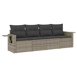 vidaXL Salon de jardin 4 pcs avec coussins gris résine tressée