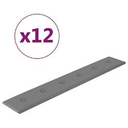 vidaXL Panneaux muraux 12 pcs Gris 90x15 cm Similicuir 1,62 m²