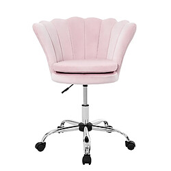 ML-Design Fauteuil de bureau à roulettes rose clair hauteur réglable chaise en velours