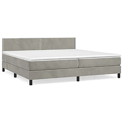 vidaXL Sommier à lattes de lit et matelas Gris clair 200x200cm Velours