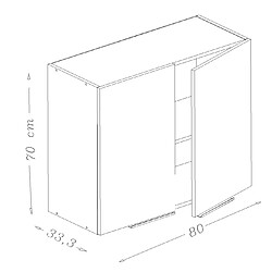 Berlioz Creations Caisson Haut de Cuisine 2 Portes 80, Panneaux de Particules, Chêne Taupe, 80 x 34 x 70 cm