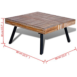 vidaXL Table basse carrée Bois de teck de récupération pas cher