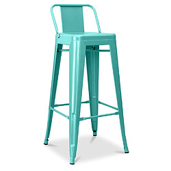 ICONIK INTERIOR Tabouret de bar avec petit dossier Stylix design industriel en Métal - 76 cm - Nouvelle édition Vert pastel 