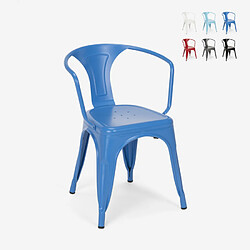 Ahd Amazing Home Design Chaises industrielles Tolix avec accoudoirs en acier pour cuisine et bar Steel Arm, Couleur: Bleu 